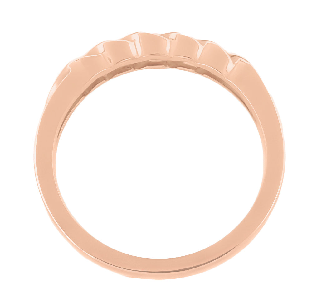 1980's Vintage Style Rose Gold Open Scrolls Single Diamond Wedding Ring - Item: R374R-LC - Image: 2