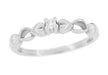 Retro Moderne Hearts Diamond Promise Ring in White Gold