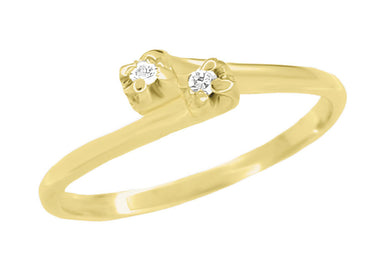 1950's Retro Moderne Yellow Gold Bypass Diamond Ring