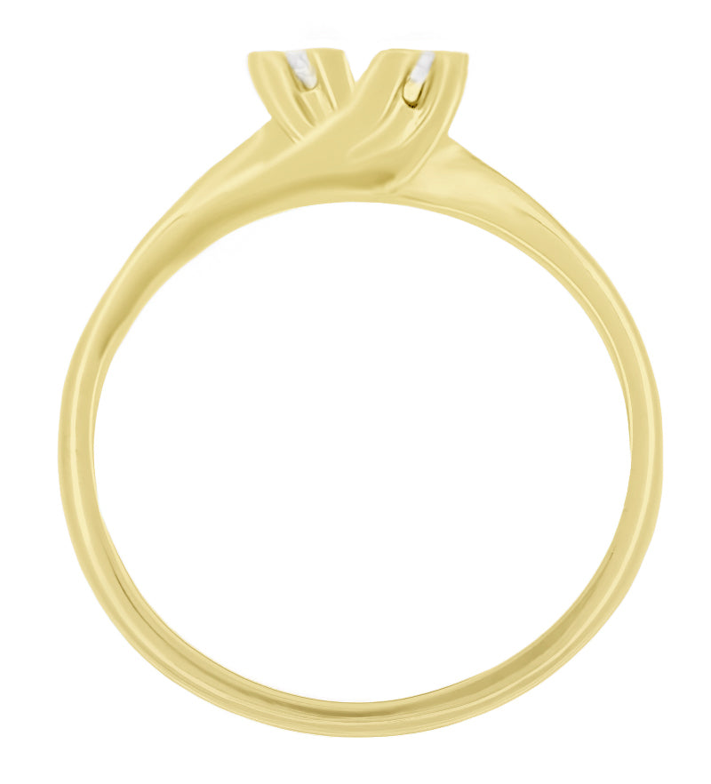 1950's Retro Moderne Yellow Gold Bypass Diamond Ring - Item: R446Y - Image: 2