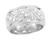 Retro Moderne Filigree Diamond Wide Wedding Ring in 14 Karat White Gold