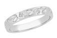 Art Deco Flowers and Leaves Vintage Engraved Wedding Ring in White Gold - 14K or 18K - R626