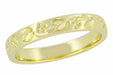 Yellow Gold Art Deco Engraved Flowers & Leaves Vintage Wedding Ring - 14K - 18K - R626Y