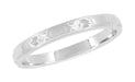 Art Deco 2.5mm Vintage Platinum Carved Wedding Ring with Flowers - R638P