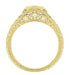 Art Deco Filigree Engraved Hexagon Yellow Gold Vintage Style Diamond Engagement Ring - 1/3 Carat T.W.