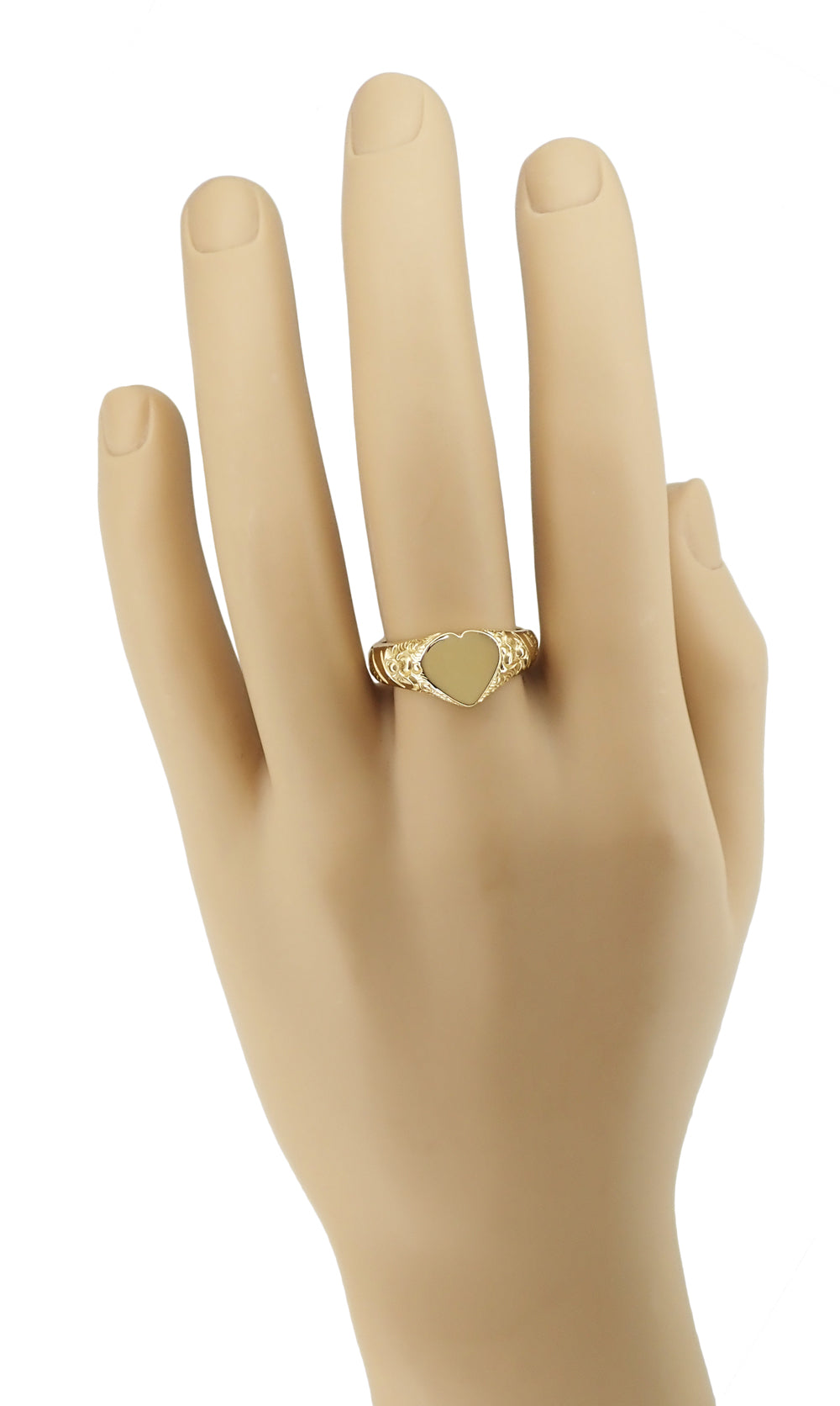 Victorian Heart Shape Scrolls and Flowers Heavy Signet Ring in 14K Yellow Gold For a Man - Item: R659 - Image: 5