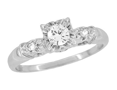Rosalie Retro Moderne Illusion Vintage Diamond Engagement Ring in 14 Karat White Gold