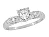 Rosalie Retro Moderne Illusion Vintage Diamond Engagement Ring in 14 Karat White Gold