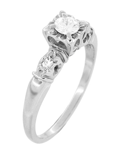 Rosalie Retro Moderne Illusion Vintage Diamond Engagement Ring in 14 Karat White Gold - alternate view