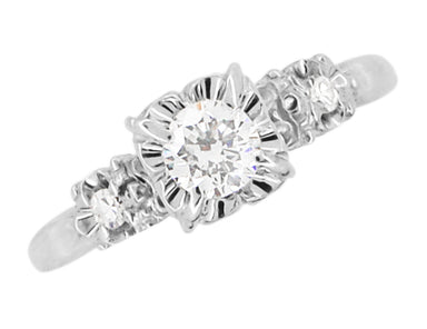 Viviane 1950's Square Set Vintage Diamond Engagement Ring in 14 Karat White Gold - alternate view