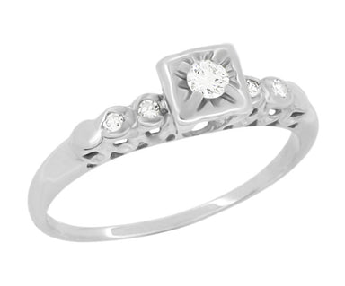 Anabel 1950's Vintage Mid Century Modern Square Halo Engagement Ring in 14 Karat White Gold - alternate view