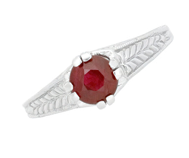 Art Deco Ashford Filigree Ruby Birthstone Engagement Ring in 14 Karat White Gold - alternate view