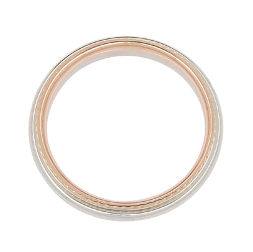 Two-Tone 14 Karat Rose & White Gold Twisted Rope Edge Wedding Ring - 4mm Wide - Item: R808RWR - Image: 2