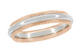 Two-Tone 14 Karat Rose & White Gold Twisted Rope Edge Wedding Ring - 4mm Wide