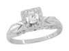 1940's Mid Century Illusion Vintage Solitaire Diamond Engagement Ring in 14 Karat White Gold