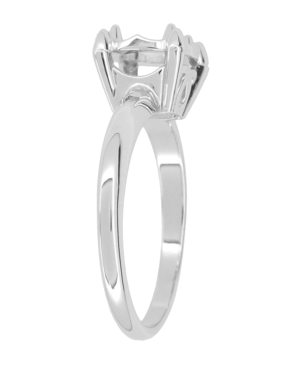 Vintage 1950's Design Illusion Solitaire Ring Setting in 14K White Gold - for a 3/4 Ct (6mm) to 1 Ct Diamond (6.5mm) - Item: R848W75 - Image: 3