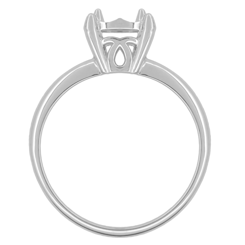 Vintage Filigree Illusion Box Solitaire Ring Mounting in 14K White Gold for a 6mm and 6.5mm Round Stone