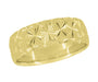 Yellow Gold Vintage Starbursts Engraved Mid Century Modern Wedding Ring  - 8mm Wide