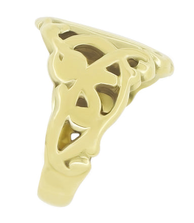 Art Nouveau Filigree Oval Signet Ring in 14 Karat Yellow Gold - alternate view