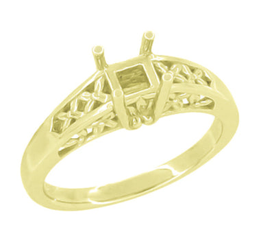 Yellow Gold Art Nouveau 1905 Design Flowers & Leaves Filigree Engagement Ring Mounting for a 3/4 - 1 Carat Diamond - alternate view