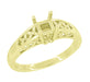 Yellow Gold Art Nouveau 1905 Design Flowers & Leaves Filigree Engagement Ring Mounting for a 3/4 - 1 Carat Diamond