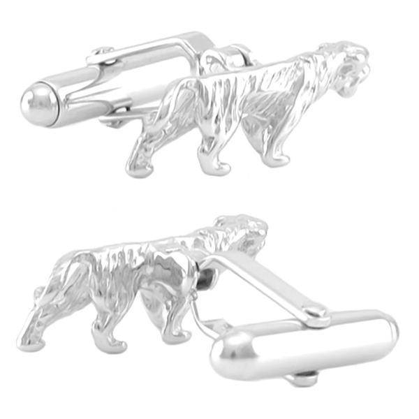 Tiger Cufflinks in Sterling Silver - Item: SCL114 - Image: 2