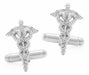 Sterling Silver Doctors Cufflinks - Caduceus staff of the two snakes