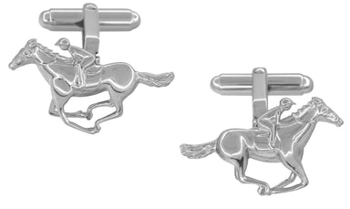 Race Horse and Jockey Cufflinks in Sterling Silver
