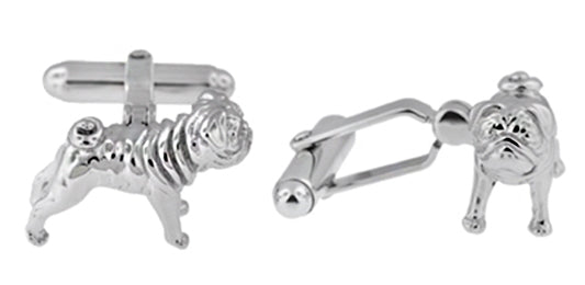 Pug Dog Cufflinks in Sterling Silver - Item: SCL197 - Image: 2