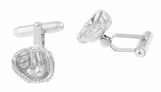 Baseball and Baseball Glove Cufflinks in Sterling Silver - Item: SCL200 - Image: 2