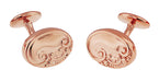 Rose Gold Cufflinks  - Victorian Scrolls and Fleur-de-Lis Engravable Cufflinks in Sterling Silver Vermeil