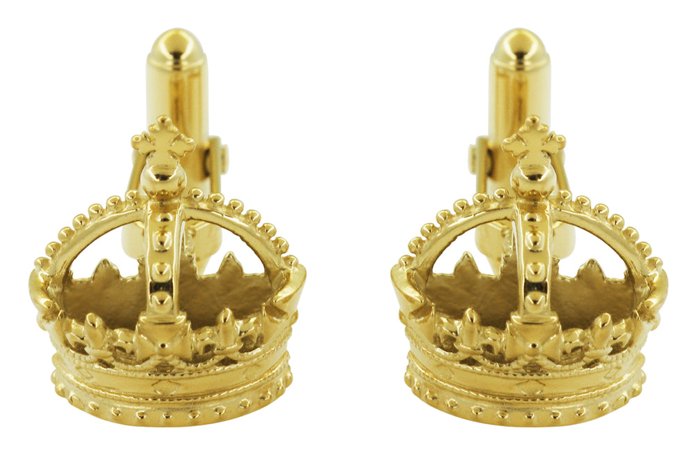Plated Yellow Gold Crown Cuff Links
