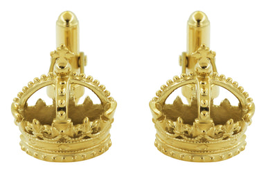 Royal Crown Cufflinks in Sterling Silver with Yellow Gold Vermeil - alternate view