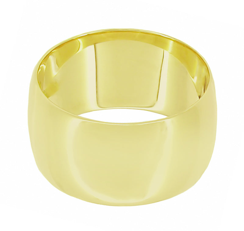 Yellow Gold 10mm Wide Wedding Band Domed Ring - Item: WR106 - Image: 2