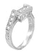 Art Deco Filigree Square Contoured Diamond Wedding Ring in Platinum