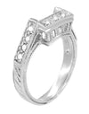 Matching wr661 wedding band for Art Deco 1/2 Carat Square Ruby and Diamonds Engagement Ring in 18K White Gold