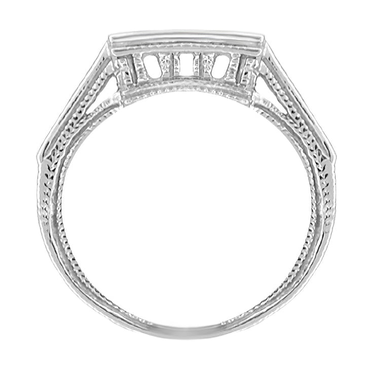 Castle Art Deco Diamond Filigree Wraparound Wedding Ring in 18 Karat White Gold - Item: WR662 - Image: 2