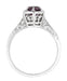 Hexagon Art Deco 3/4 Carat Amethyst Engraved Filigree Engagement Ring in 14K White Gold