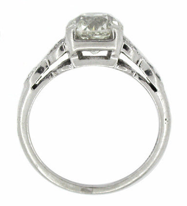 Antique 1.60 Carat Old Mine Cut Diamond and Side Emerald Platinum Engagement Ring - alternate view