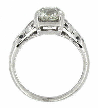 Antique 1.60 Carat Old Mine Cut Diamond and Side Emerald Platinum Engagement Ring - Item: CS1 - Image: 2