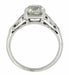 Antique 1.60 Carat Old Mine Cut Diamond and Side Emerald Platinum Engagement Ring