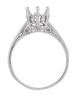 Antique Replica Art Deco 1 Carat Crown Filigree Engagement Ring Setting in 18K White Gold - alternate view