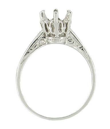 Vintage Replica 1 Carat Crown Art Deco Filigree Platinum Engagement Ring Mount - alternate view