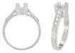 Art Deco Platinum Castle Filigree Engagement Ring Mounting for a 1/2 Carat Diamond