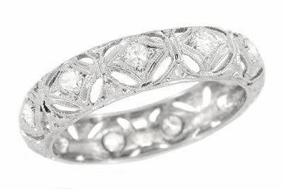 Art Deco Ponset Antique Platinum Filigree Diamond Wedding Ring - Size 6.25