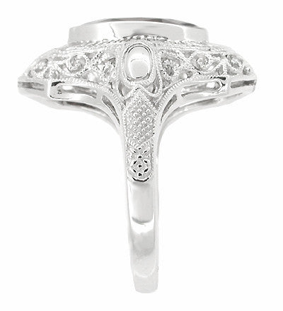 Art Deco Garnet Filigree Cocktail Ring in 14 Karat White Gold - Item: R231 - Image: 2