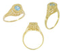 Art Deco Majesty Aquamarine Filigree Ring in 14 Karat Yellow Gold