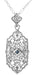 Art Deco Sapphire Filigree Pendant Necklace in Sterling Silver