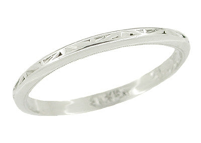 Art Deco Triangles Engraved Wedding Band in Platinum