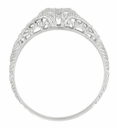 Art Deco Filigree Engagement Ring Setting in Platinum for a 1/4 - 1/3 Carat Diamond - Item: R311NS - Image: 2